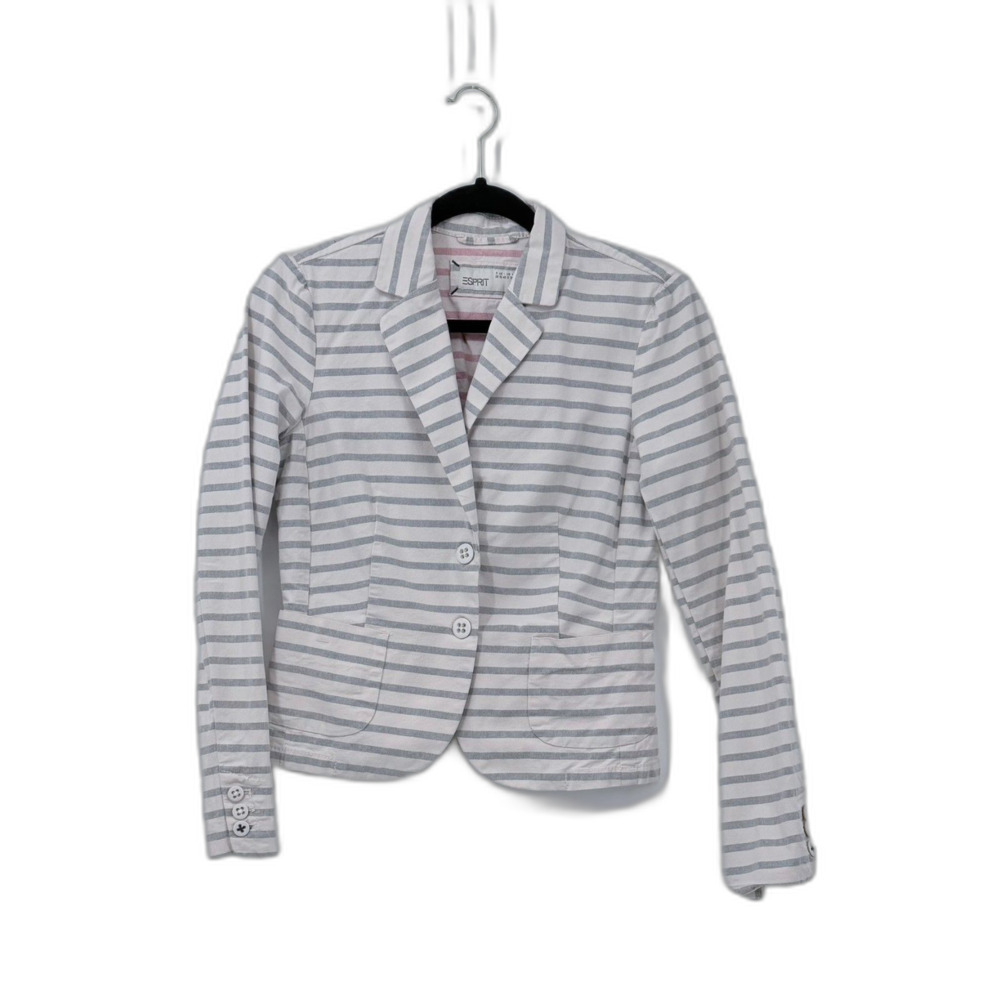 VTG Esprit Y2K 1990s Striped 100% Cotton Blazer XS Women Preppy Classic